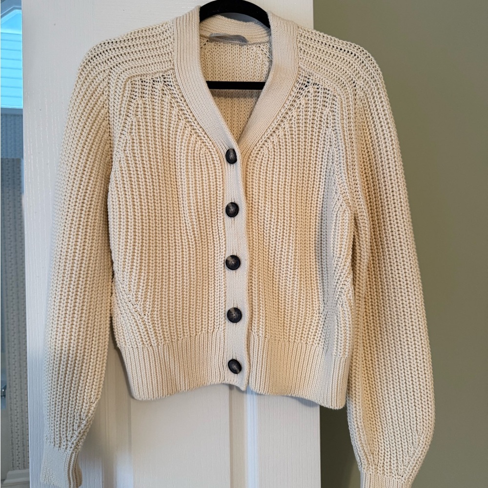 Everlane Cream Button-Up Cardigan